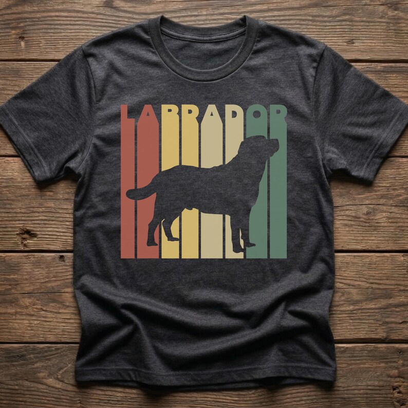 Retro Black Labrador Shirt, Chocolate Lab Mom Gift, Yellow Retriever Dad Tee Dark Grey Heather