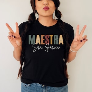 Maestra Shirt, Maestra Bilingue Shirt, Esl Teacher Shirt, Mexican Shirt, Spanish Teacher Tee, Retro Teacher, Custom Teacher Shirt with Name