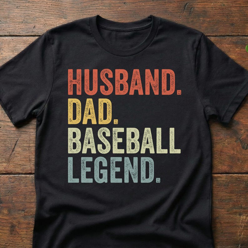 Husband Dad Baseball Legend, Mens Game Day Tee, Funny Coach Gift Black
