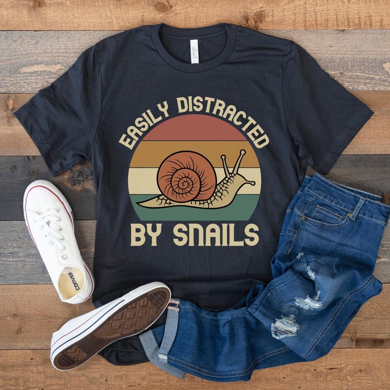 Easily Distracted by Snails T-Shirt, Funny Snail Lover Gift