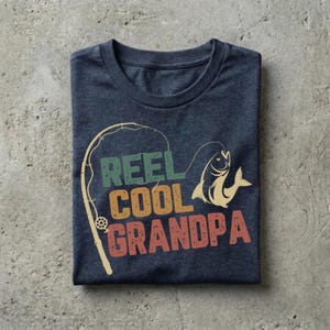 Reel Cool Grandpa Shirt, Funny Papa Fishing Tee, Personalized Fisherman Gift for Men