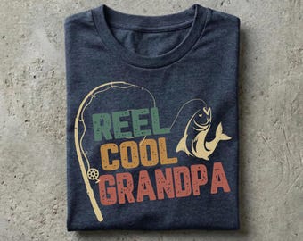Reel Cool Grandpa Shirt, Funny Papa Fishing Tee, Personalized Fisherman Gift for Men