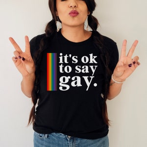 Say Gay Shirt, LGBTQ Shirt, Gay Pride Shirt, Queer Shirt, Human Rights Shirt, Lesbian Shirt, Activist Shirt, Rainbow Tee, It's Ok to Say Gay