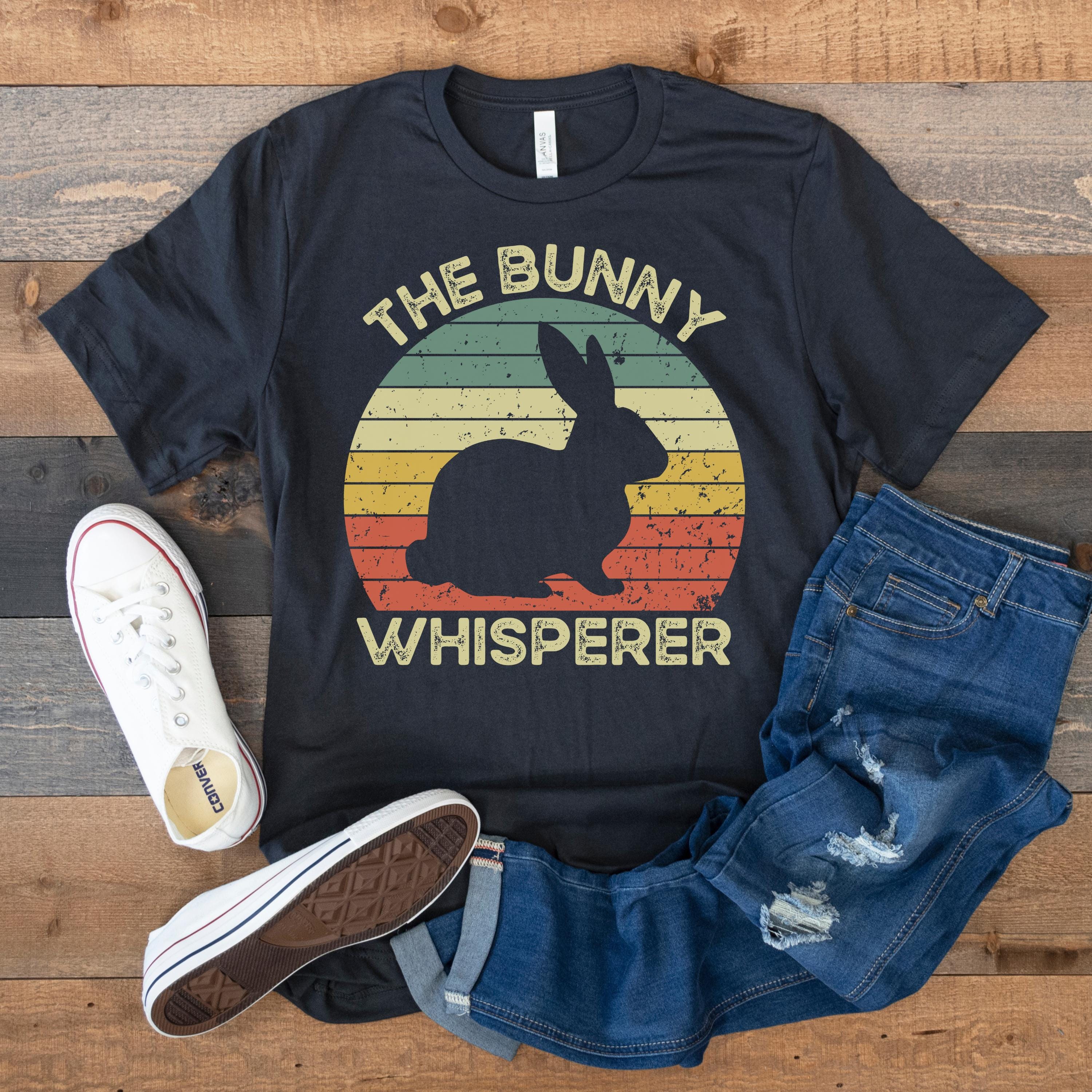 Bunny Shirt, Rabbit Shirt, Bunny Whisperer, Funny Gift for Bunny Lover, Pet Bunny Owner Gift, Bunny Mom, Bunny Dad, Retro Vintage Rabbit Tee