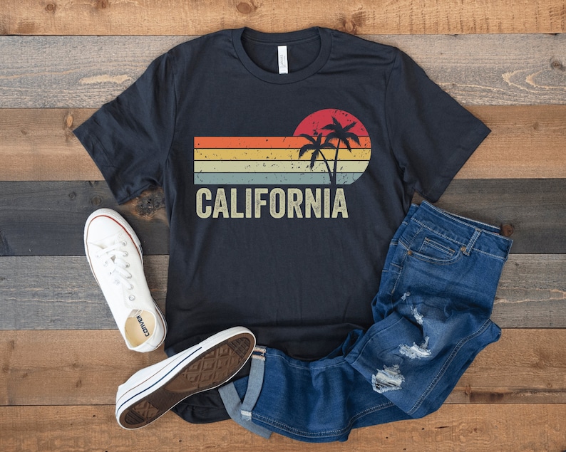 California Shirt, Retro Vintage California, California Sunset, Trendy California Gift, Made in California, West Coast Tee, Cali Girl Shirt image 1