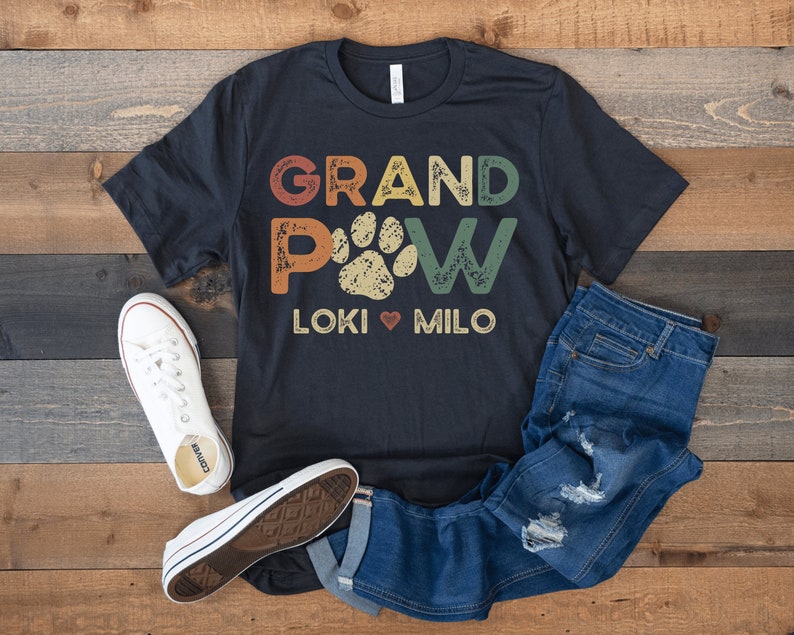 Camisa de abuelo de perro con nombres de perro, regalo personalizado para abuelo de perro, camisa de abuelo personalizada con nombres de mascotas, camisa de dueño de perro, camisa de amante de perro imagen 1