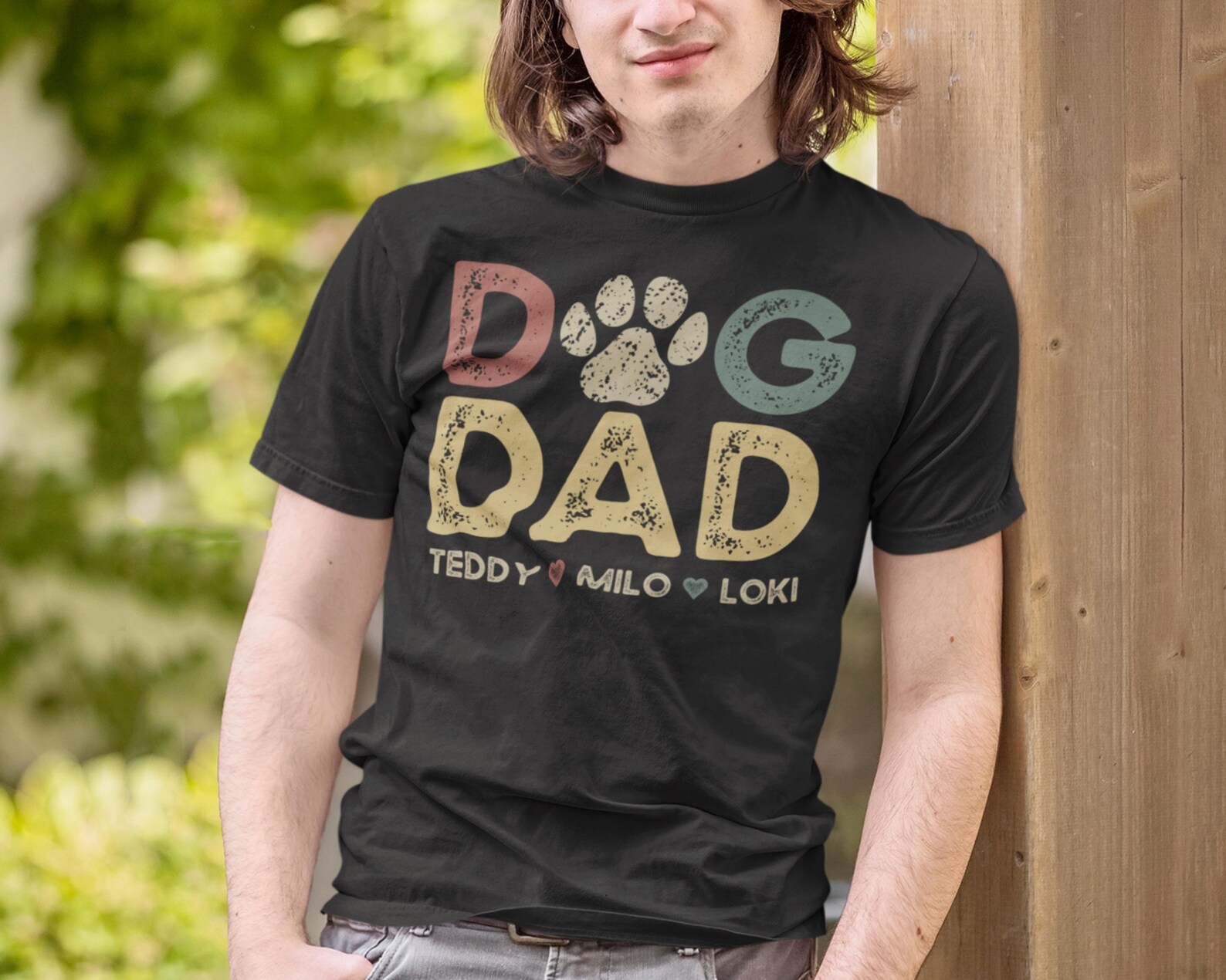 Dog Dad Shirt With Dog Names, Personalized Gift for Dog Dad, Custom Dog