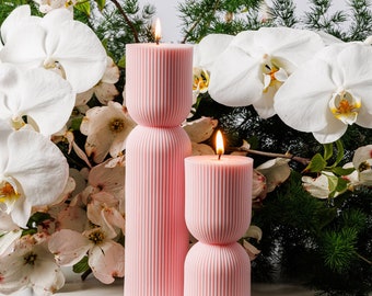 Spice and Mini Spice Pillar Candle - Pastel Pink