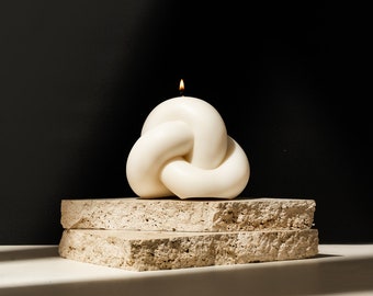 Handcrafted Knot Soy Wax Candle, Unscented Twist Design