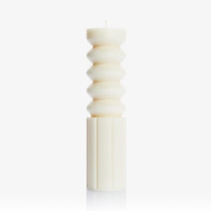 Totem 20cm tall ribbed sculptural candle image 2