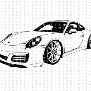Porsche 911 991 Carrera Svg Pdf Dxf Eps Png Illustration | Etsy