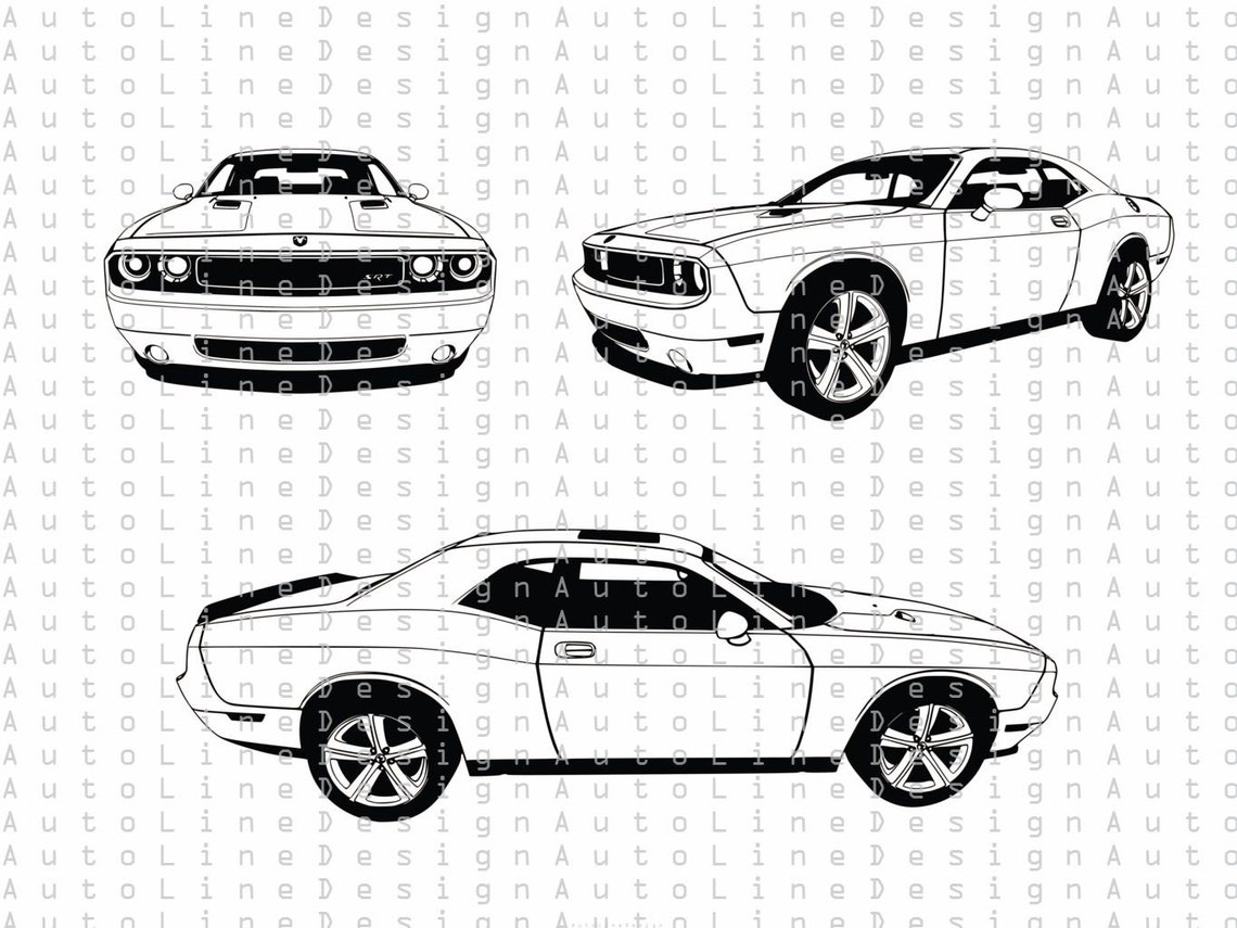 Dodge Challenger SRT Svg Pdf Dxf Eps Illustration Vector | Etsy