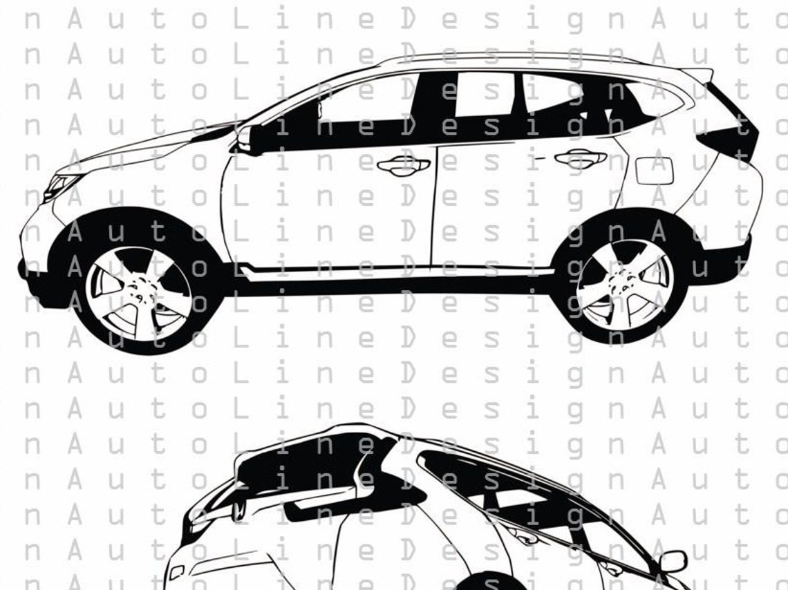 Honda CRV svg pdf dxf Illustration Car Vector Automotive Etsy