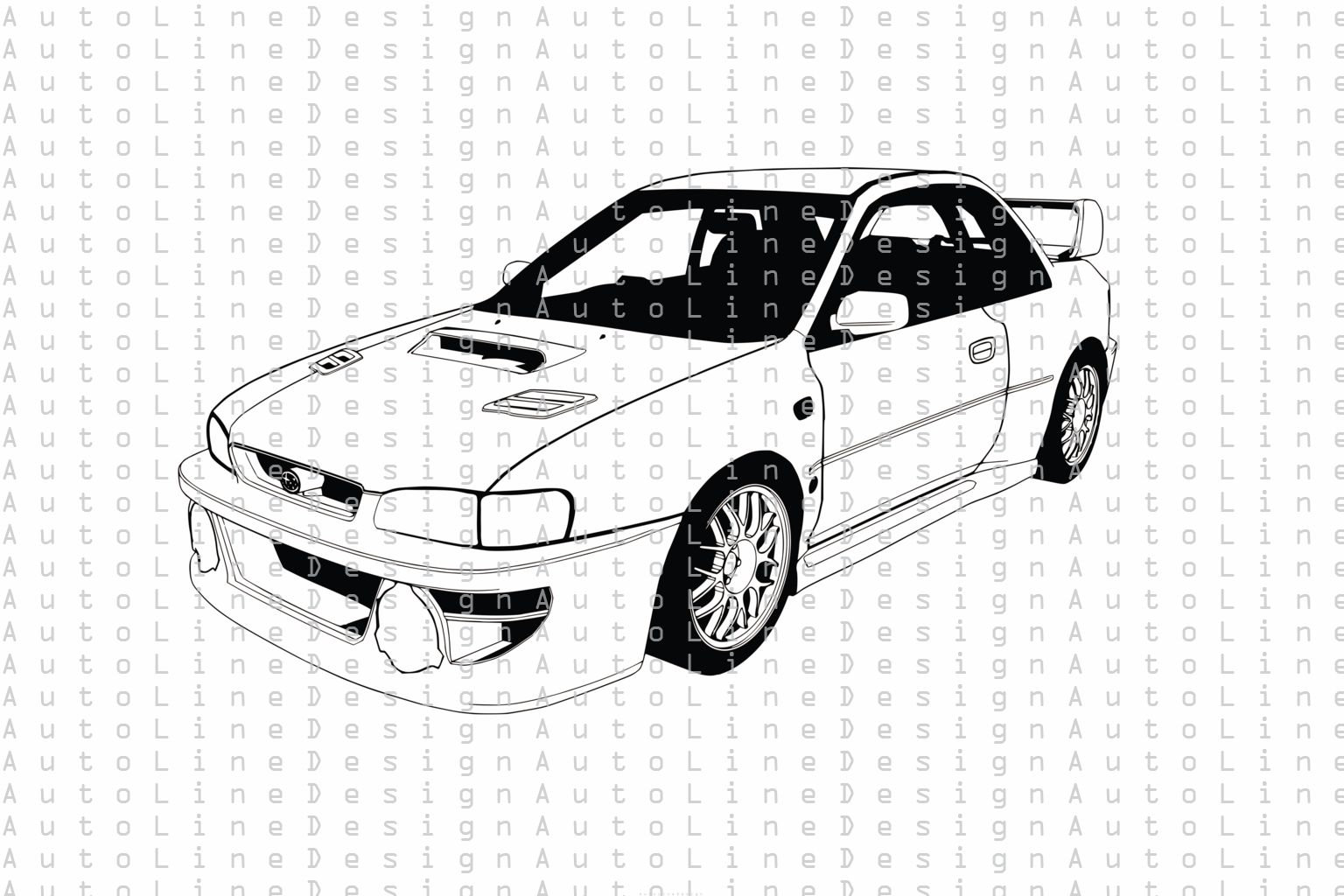 Subaru Impreza WRX STI 1997 SVG Pdf Dxf Eps Png GC8D GC8E