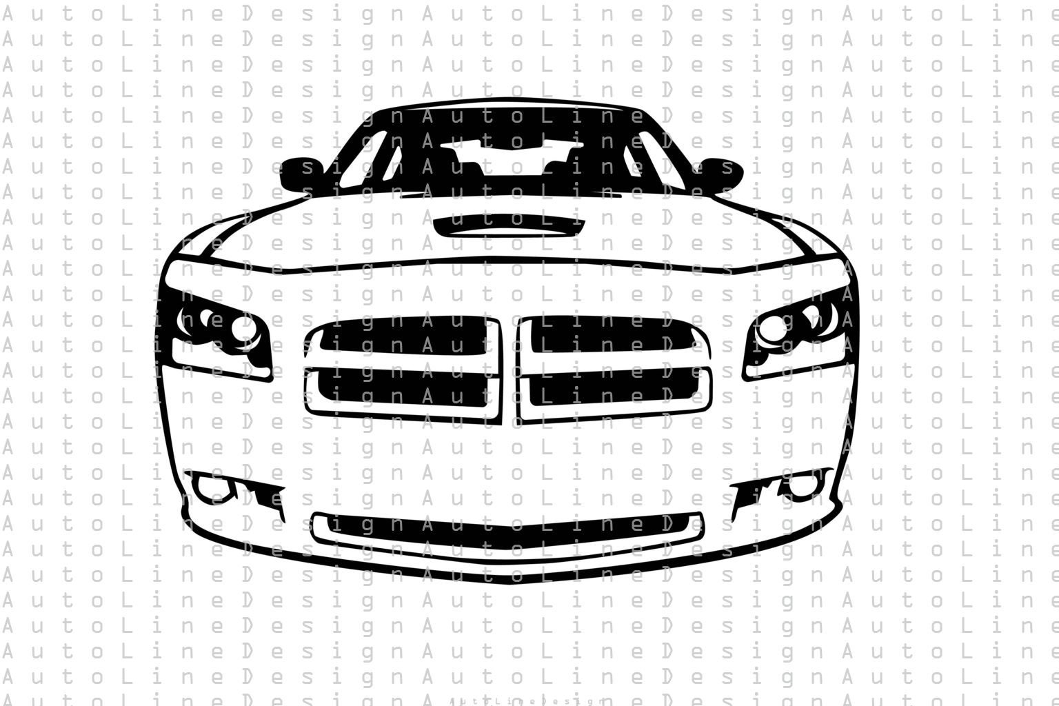 Dodge Charger Front view Svg Pdf Dxf Png Eps Illustration Etsy