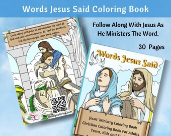Words Jesus Said Coloring Book, Jesus Coloring Page, Christian Coloring, Stress Relieving, Bible Coloring, PDF, Instant Download