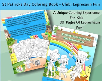 St Patricks Day Coloring Book - Chibi Leprechaun Fun, Leprechaun Coloring Pages, Shamrock Coloring, Coloring For Kids