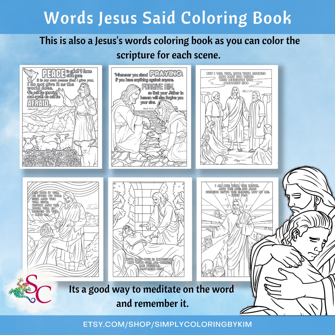 Words Jesus Said Coloring Book, Jesus Coloring Page, Christian Coloring ...