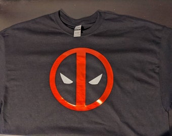 Deadpool T-shirt: Red & White Vinyl Design, Unisex Cotton Blend