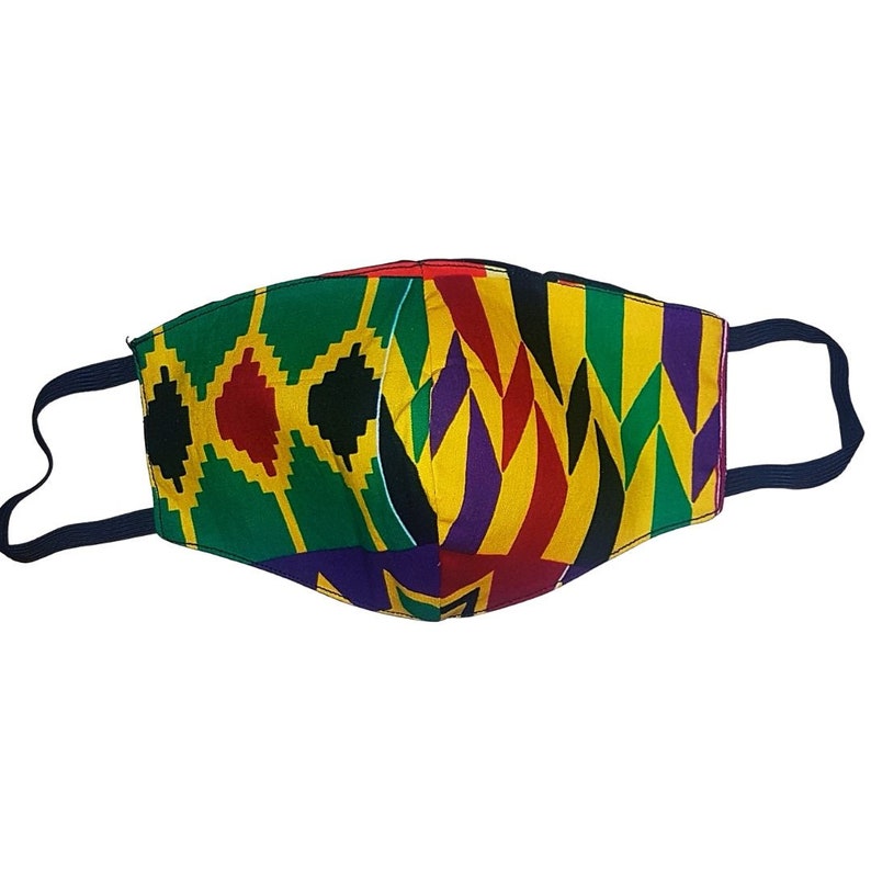 Kente Print: Kente Cloth, African Print Head Wraps Mask