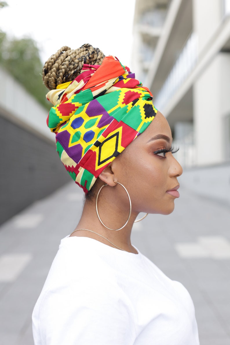 Kente Print: Kente Cloth, African Print Head Wraps Head Wrap