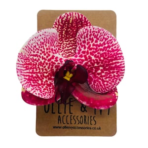 Pinza para el pelo con forma de orquídea realista tropical, flor para el pelo para festivales, pinza para el pelo para bodas, pinza para el pelo para la playa, accesorios para el pelo de verano, rosa pecoso