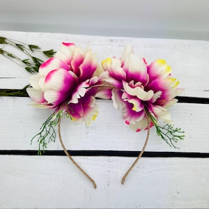 Rosa und cremefarbenes Pfingstrosen Haarband
