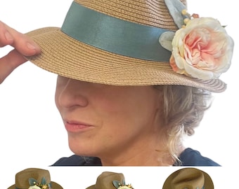 Comfortable and light womens sun hat, fedora, panama hat, wedding hat, hat for v