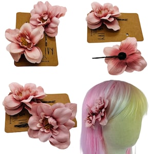 Pretty petal dusky pink flower hair pins. X2