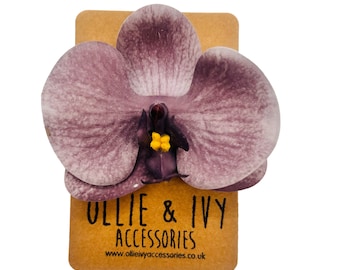 Graue Orchidee Haarspange: Tropische Blume, Hochzeit am Strand Accessoire