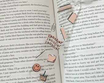 Retro Teacher Acrylic Bookmark with Chiffon Ribbon