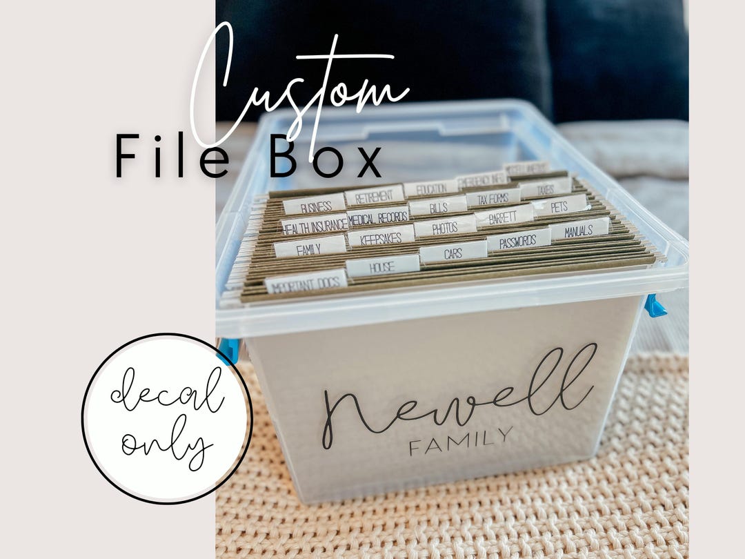 Custom File Box Decal, Family Name Vinyl Label - Etsy