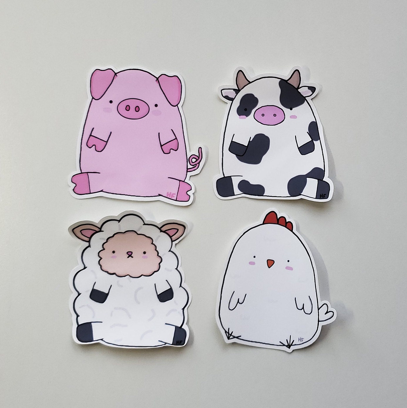 Farm Animal Vinyl Sticker Pack pig Chicken Sheep Cow Etsy