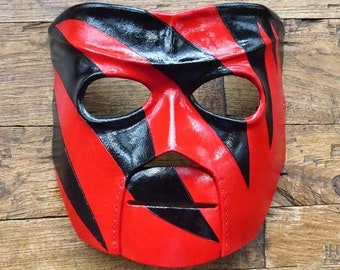 Leather KANE Mask Replica WWF / WWE Mask for Halloween. Handmade Mask.