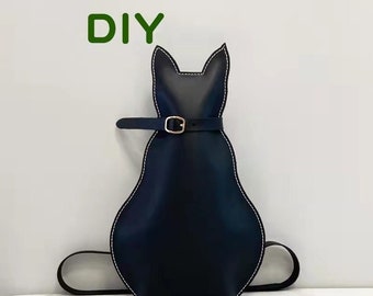 Crossbody Bag Craft Kit. Cute Kitty Leather Bag DIY Kit. Special Handmade Bag Gift