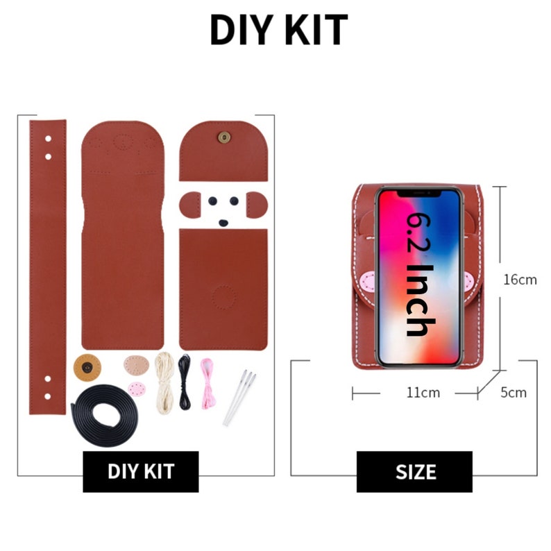 Phone Satchel Crossbody Bag DIY Kit. Cute little satchel Craft Kit. Animal Pattern Designed. image 9