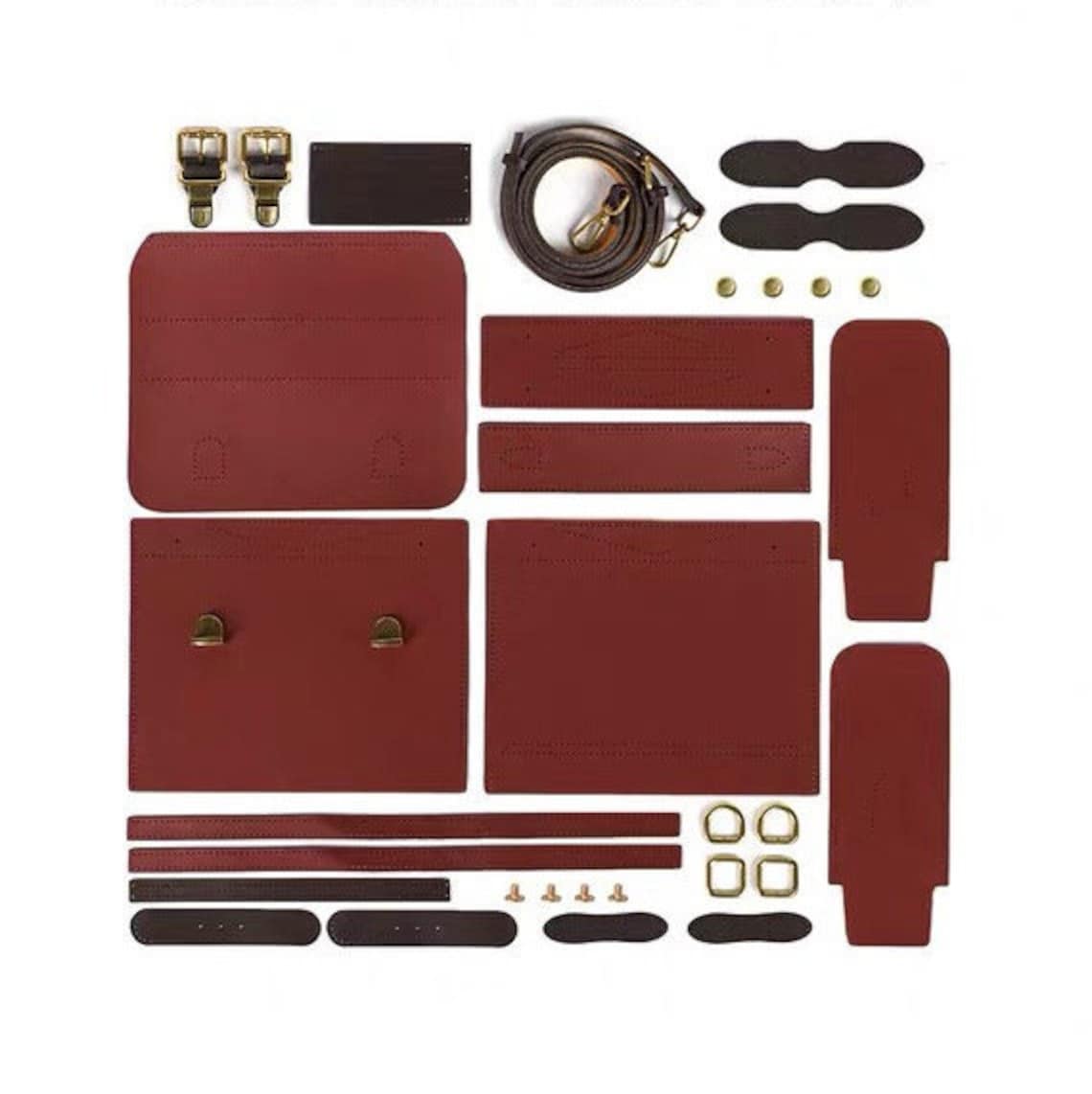 Leatherbag diy kit genuine leather Messenger bag craft kit Etsy