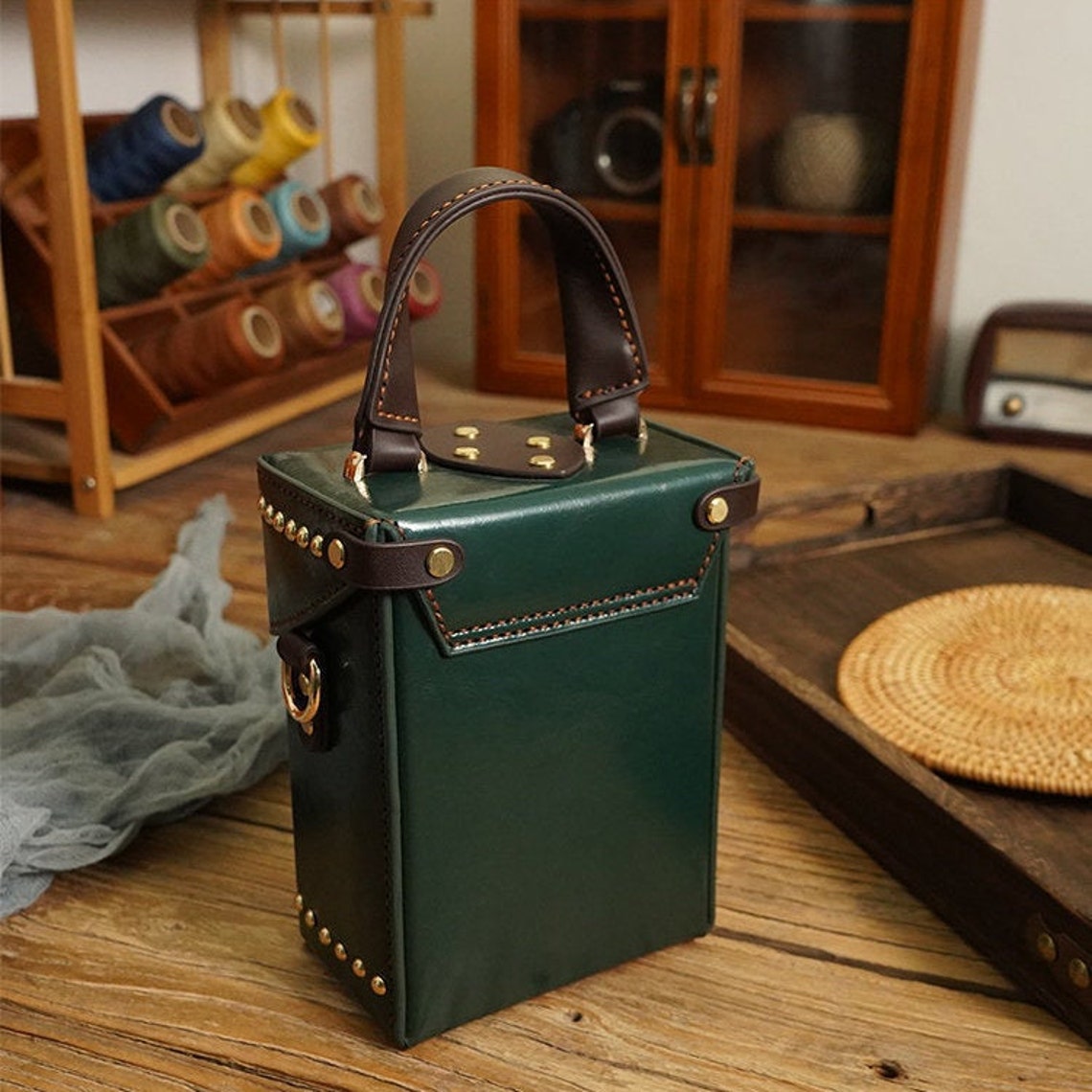 Leather Bag DIY kit. Box Handbag Craft Kit. Personalized Etsy