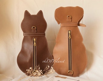 Cat/dog-shaped Leather Bag DIY Kit. Gift for Pet Lover. 