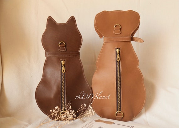 Cat/dog-shaped Leather Bag DIY Kit. Gift for Pet Lover. 