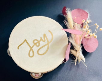 Custom Calligraphy Wedding Tambourine | Personalised Favor | Place Setting | Party Tambourine | Musical New Baby Gift | Party Favours