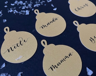 Christmas Placecards | Christmas Table Decor | Bauble Placecards | Gold Christmas Table Decor | Christmas Favours | Gold Christmas Wedding