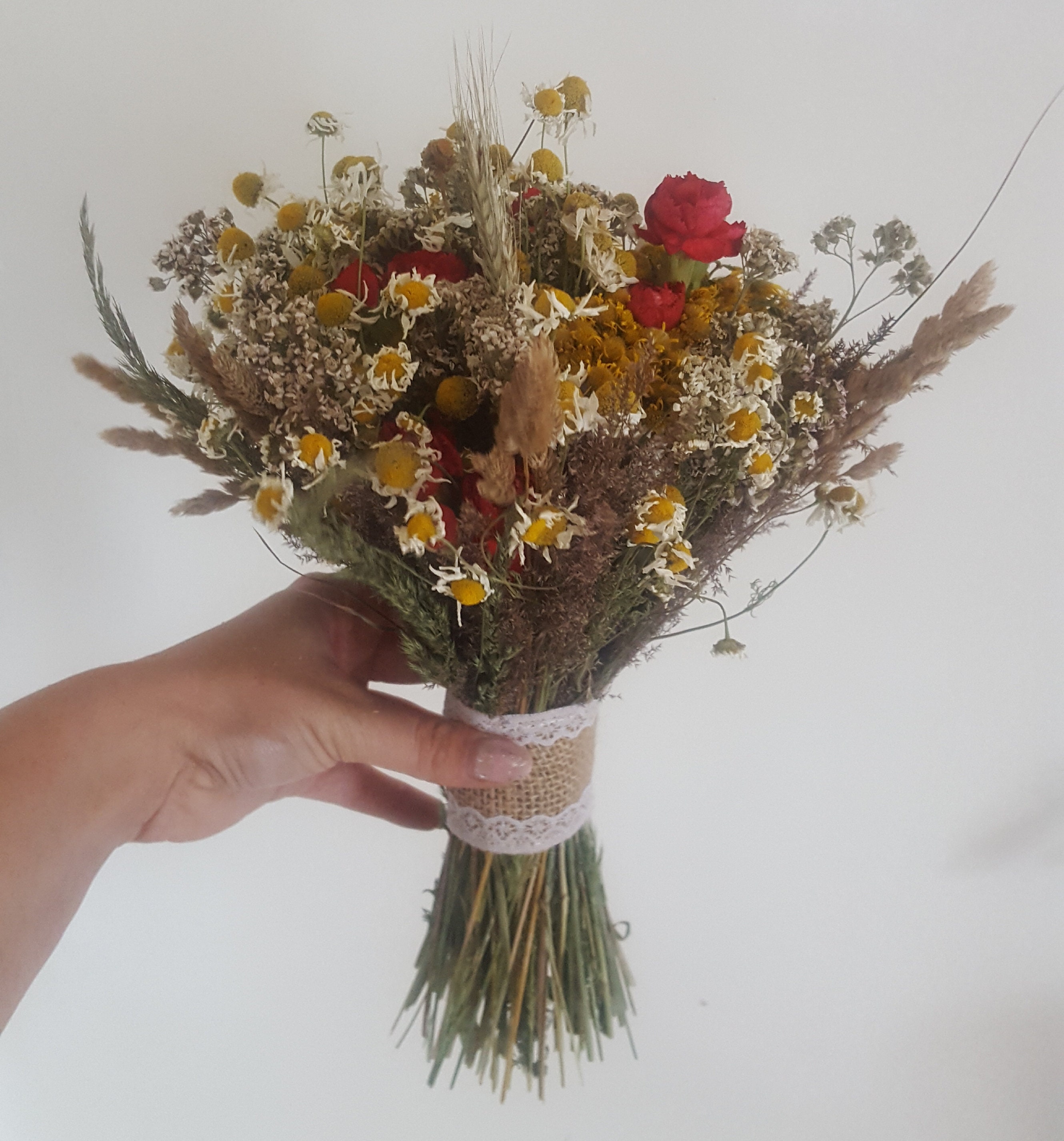 Dried wild flowers herbs bouquet Boho wedding home rustic Etsy