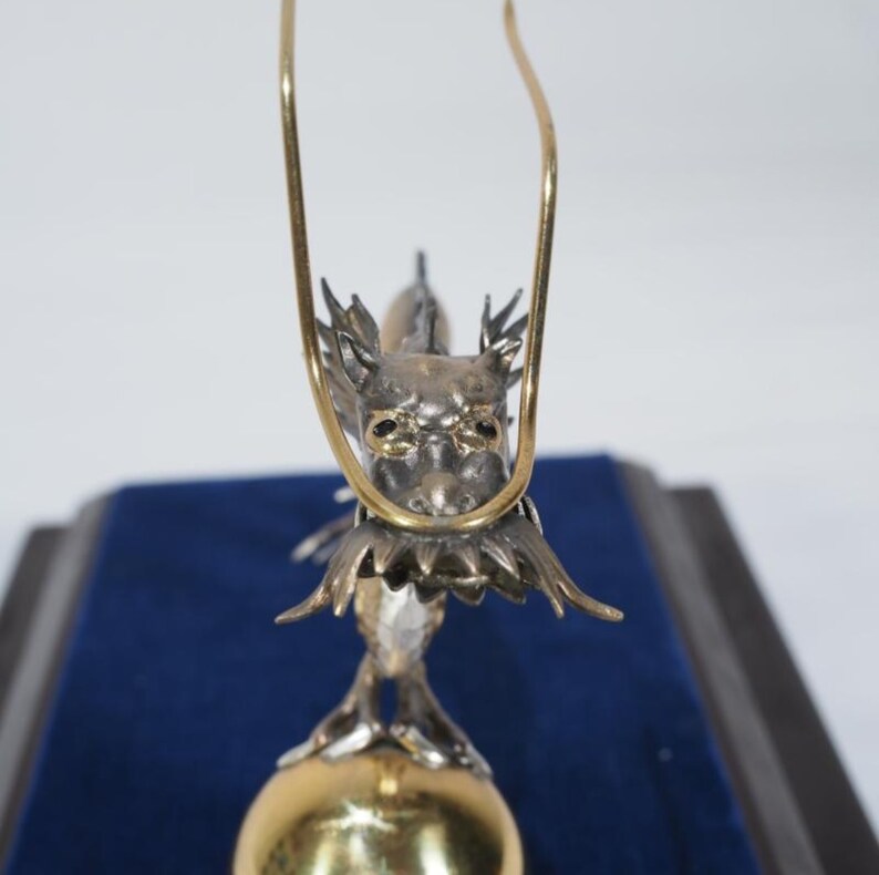 Antique Chinese Sterling Silver Dragon Statue Etsy