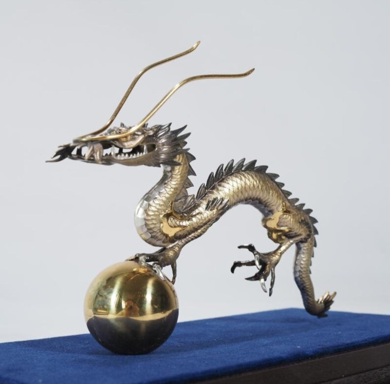 Antique Chinese Sterling Silver Dragon Statue Etsy