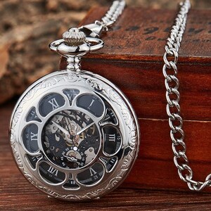 Pocket Watch Mens Gift Anniversary Birthday Wedding Usher Groomsman Christmas Pocket Watches UK Present Chain Steampunk Double Half Hunter