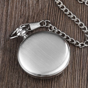 Pocket Watch Mens Gift Anniversary Birthday Wedding Usher Groomsman Christmas Present Pocket Watches UK Chain Silver Black Full Hunter zdjęcie 5