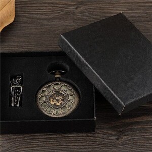 Pocket Watch Chain Box Half Hunter Skeleton Vintage Antique Mechanical Pocket Watches Man Bronze Green Steampunk Ladies Automatic Taschenuhr Herren Mechanisch Montre Gousset Homme Montre De Poche Reloj De Bolsillo Zakhorloge Orologio Da Taschino UK