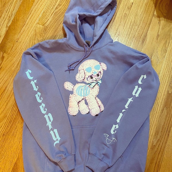 CREEPY CUTIE | Hoodie - Pastel Goth - Skeleton Lamb