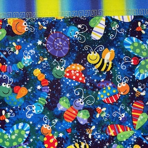 Colorful Bugs placemats set of 4. With Butterflies, Bees, Worms, Snails